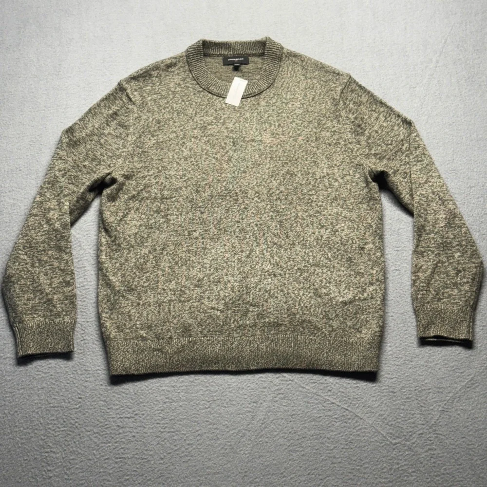 Banana Republic Mens Crew Neck Sweater Size L Green Marl Cotton Wool Blend NWT